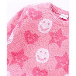Babyhug 100% Organic Cotton Full Sleeves Pullovers Smily Design - Pink