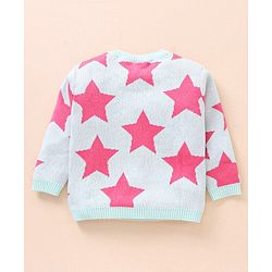 Babyhug 100% Organic Cotton Full Sleeves Pullovers Sweater Star Design - Bay