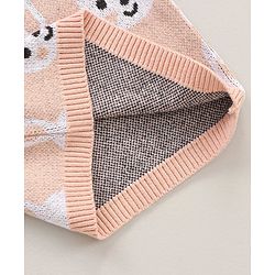 Babyhug 100% Organic Cotton Full Sleeves Pullover Sweater Bunny Design - Pink