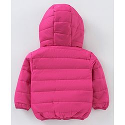 Babyhug Full Sleeve Nylon Qulited Hooded Jacket - Fushia