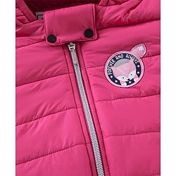 Babyhug Full Sleeve Nylon Qulited Hooded Jacket - Fushia
