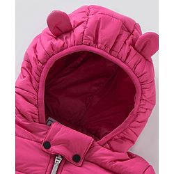 Babyhug Full Sleeve Nylon Qulited Hooded Jacket - Fushia