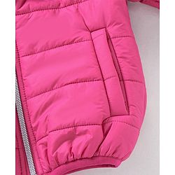 Babyhug Full Sleeve Nylon Qulited Hooded Jacket - Fushia