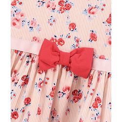 Babyhug Cotton Short Sleeves One-Piece Frock Floral Print - Pink