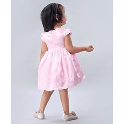 Babyhug Cap Sleeves Soft Satin and Mesh Party Wear Frock - Baby Pink