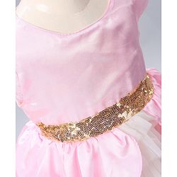 Babyhug Cap Sleeves Soft Satin and Mesh Party Wear Frock - Baby Pink
