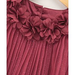Babyhug Sleeveless Pleated Party Wear Frock with Corsage - Red