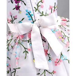Babyhug Sleeveless Floral Embroidered Party Frock - Offwhite