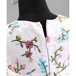 Babyhug Sleeveless Floral Embroidered Party Frock - Offwhite