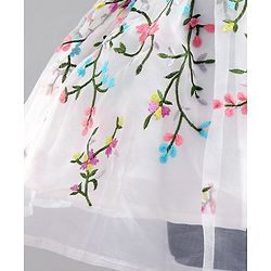 Babyhug Sleeveless Floral Embroidered Party Frock - Offwhite