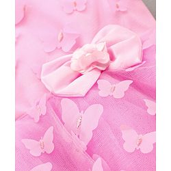 Babyhug Sleeveless Party Wear Tutu Frock with Butterfly & Bow Applique - Light Pink