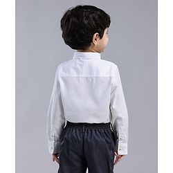 Babyhug Cotton Woven Full Sleeves Solid Shirt With Attached Bow  - White