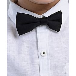 Babyhug Cotton Woven Full Sleeves Solid Shirt With Attached Bow  - White
