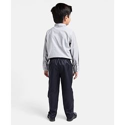 Babyhug Full Sleeves Striped Shirt & Trouser With Bow - Grey & Navy