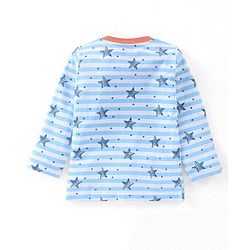 Babyhug Full Sleeves Night Suit Stripes & Star Print - White