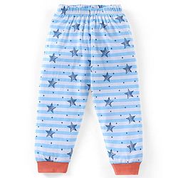 Babyhug Full Sleeves Night Suit Stripes & Star Print - White