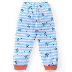 Babyhug Full Sleeves Night Suit Stripes & Star Print - White