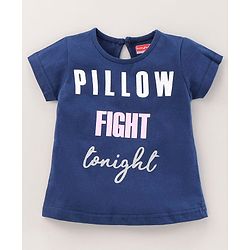Babyhug Cotton Half Sleeves Night Suit Text Print - Blue