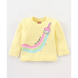 Babyhug Cotton Knit Full Sleeves Night Suit Rainbow Print - Yellow