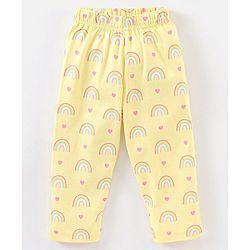 Babyhug Cotton Knit Full Sleeves Night Suit Rainbow Print - Yellow