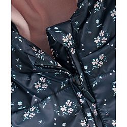 Babyhug Sleeveless Hooded Jacket Floral Print- Navy Blue