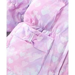 Babyhug Full Sleeves Hooded Padded Winter Jacket Hearts Print - Purple
