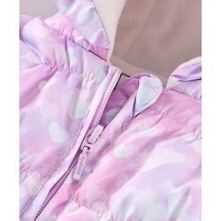 Babyhug Full Sleeves Hooded Padded Winter Jacket Hearts Print - Purple