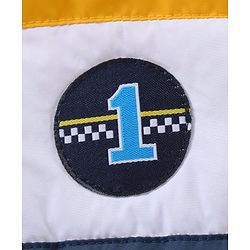 Babyhug Full Sleeves Color Block Hooded Fashion Heavy Winter Jacket - Yellow Navy Blue