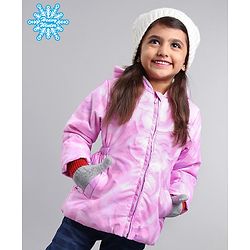 Babyhug Full Sleeves Hooded Fashion Heavy Winter Printed Jacket - Pink