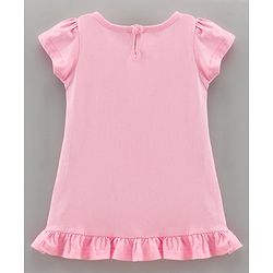 Babyhug Cap Sleeves Cotton Mid Thigh Length Nighty Text Print- Pink