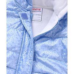 Babyhug Full Sleeves Dots Printed Winter Wear Hooded Jacket - Blue