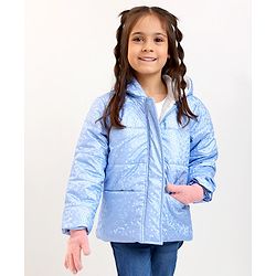 Babyhug Full Sleeves Dots Printed Winter Wear Hooded Jacket - Blue