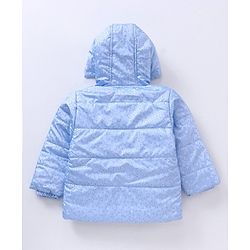 Babyhug Full Sleeves Dots Printed Winter Wear Hooded Jacket - Blue
