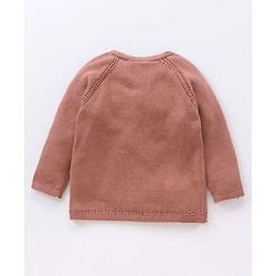 Babyhug 100% Organic Cotton Full Sleeves Sweater & Lounge Pant With Cap Solid Colour- Brown