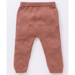 Babyhug 100% Organic Cotton Full Sleeves Sweater & Lounge Pant With Cap Solid Colour- Brown