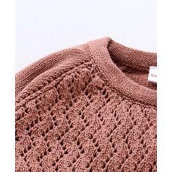 Babyhug 100% Organic Cotton Full Sleeves Sweater & Lounge Pant With Cap Solid Colour- Brown