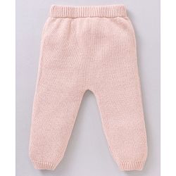 Babyhug 100% Organic Cotton Full Sleeves Baby Sweater Set With Cap Chevron Design- Peach