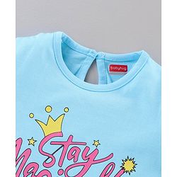 Babyhug Cotton Half Sleeves Night Suit Text Print - Blue