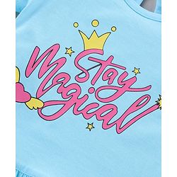Babyhug Cotton Half Sleeves Night Suit Text Print - Blue
