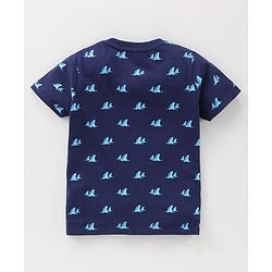 Babyhug Cotton Half Sleeves Pajama Set Fin Printed - Blue