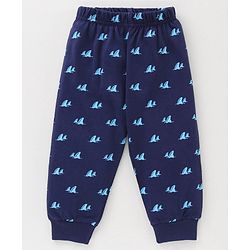 Babyhug Cotton Half Sleeves Pajama Set Fin Printed - Blue