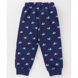 Babyhug Cotton Half Sleeves Pajama Set Fin Printed - Blue