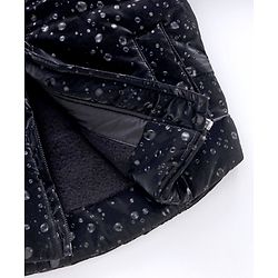 Babyhug Full Sleeves All over printed Hooded Padded Jacket - Black
