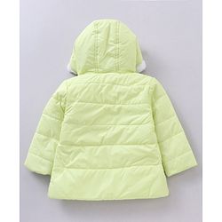 Babyhug Full Sleeves Solid Winter Wear Hooded Jacket - Lime Green