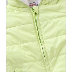 Babyhug Full Sleeves Solid Winter Wear Hooded Jacket - Lime Green
