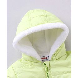 Babyhug Full Sleeves Solid Winter Wear Hooded Jacket - Lime Green