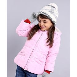 Babyhug Full Sleeves Hooded Fashion Heavy Winter Solid Color Jacket - Pink