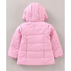 Babyhug Full Sleeves Hooded Fashion Heavy Winter Solid Color Jacket - Pink