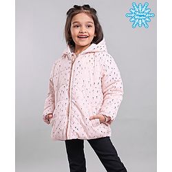 Babyhug Full Sleeves Heart Printed Hooded Jacket - Pink
