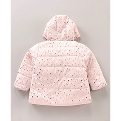 Babyhug Full Sleeves Heart Printed Hooded Jacket - Pink